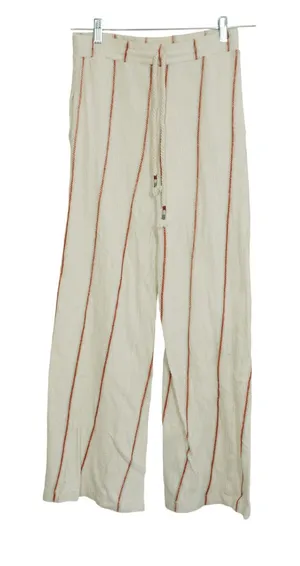 Dolan Left Coast Anthropologie Medium Striped Wide Leg Cotton Pants Cream Beachy thumbnail 1