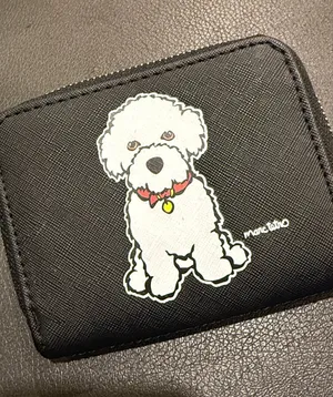 Marc Tetro Black Zip Wallet with White Dog Illustration thumbnail 1