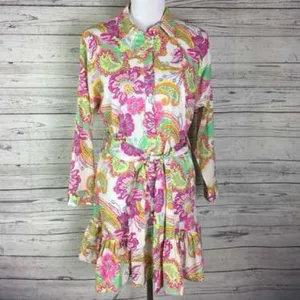 Zara Multicolor Paisley Long Sleeve Dress thumbnail 6