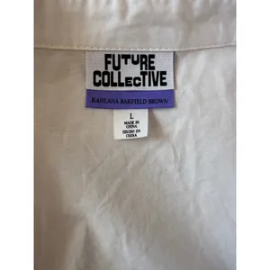 Future Collective Kahlana Barfield Brown White Cropped Button Up Shirt Size L thumbnail 5