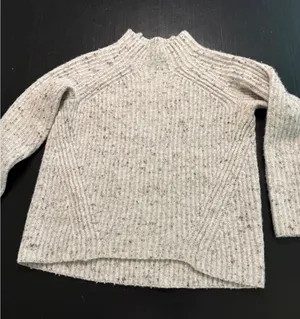 Madewell Donegal Ribbed Mock‎ Neck Sweater Cream Grey Flecked XS Pullover thumbnail 1