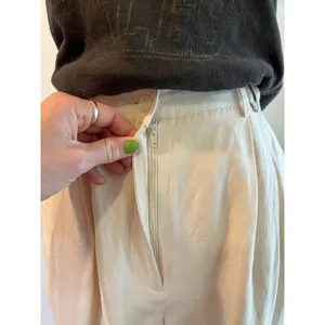 Express Vintage Linen Silk Cream High Rise Pleated Cropped Trouser Pants Size 2 thumbnail 6