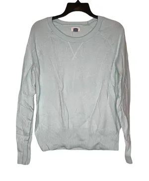 Old Navy Womens Sweater Size Medium Teal Cotton Crew Neck‎ thumbnail 1