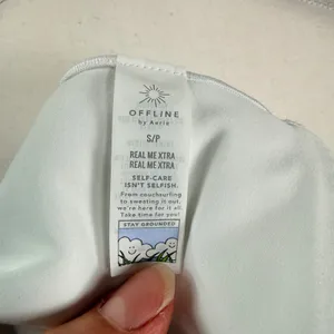 Offline by Aerie Real Me Xtra Ribbed Sports Bra White V-Neck Crop Top Small thumbnail 4