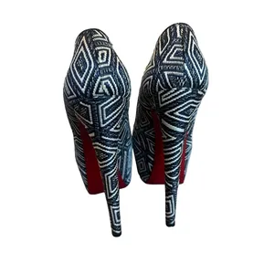 Christian Louboutin Daffodile Platform Pumps Heels Panama Geometrico Size 39 thumbnail 5