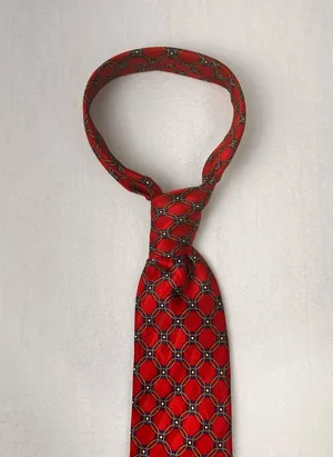 J Z Richards Silk Vintage Tie Men's Geometric Red Necktie Adjustable Curvets thumbnail 1