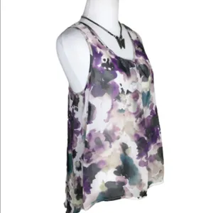 Love Squared Purple Lilac Water Color Casual Summer Hi/Lo Tank Top M thumbnail 2