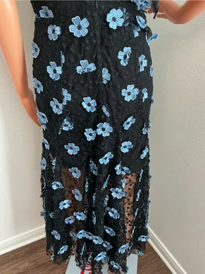 La Maison Talulah Black Blue Floral Embroidered Lace Maxi Dress thumbnail 9