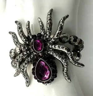 Silver tone purple rhinestone spider bracelets thumbnail 1