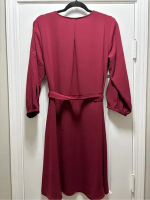 a new day Burgundy Tie-Waist V-Neck Midi Dress thumbnail 6