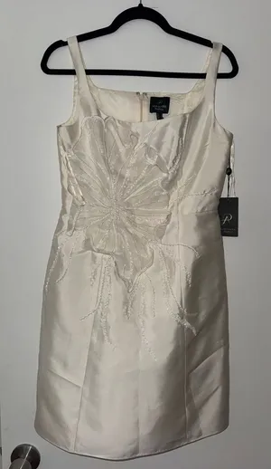 Adrianna Papell Ivory Embellished Mini Sheath Dress thumbnail 1