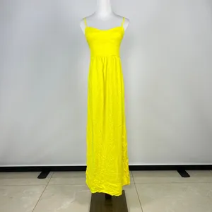 NWD Farm Rio Linen Blend Yellow Sleeveless Midi Dress Size M thumbnail 3