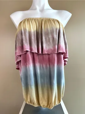 Urban X Tie Dye Ombré Strapless Blouson Tube Top Medium Boho Festival Y2K Summer thumbnail 4
