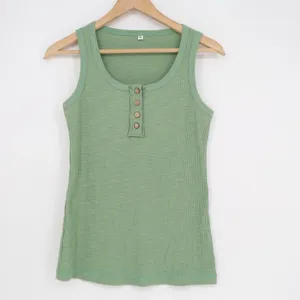 Tank Top Womens Small Sage Green Ribbed Knitted Henley Neck Sleeveless Pullover thumbnail 2