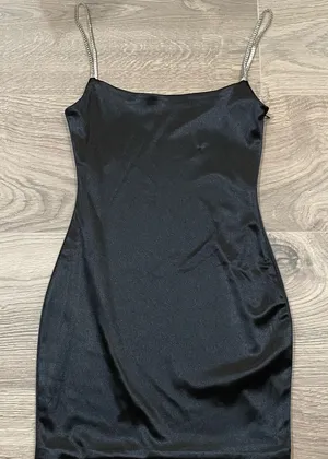 Black Rhinestone strap mini dress thumbnail 1