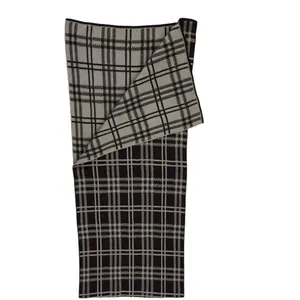 Ugg brown checkered plaid wool knit scarf 66x12 thumbnail 2