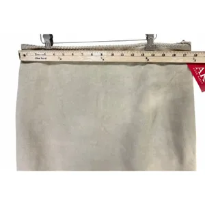 Vintage Anne Klein Suede Skirt 14 Beige Leather Whipstitch Boho Western Classic thumbnail 6