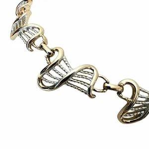 Vintage Gold Tone Sculptural Twisted Ribbon Link Statement Necklace thumbnail 5