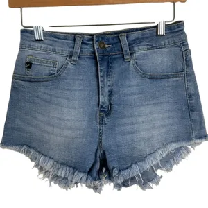 KanCan Shorts Women's Cut Off Stretch Midi Raw Hem Distressed Denim Size 27‎ thumbnail 3