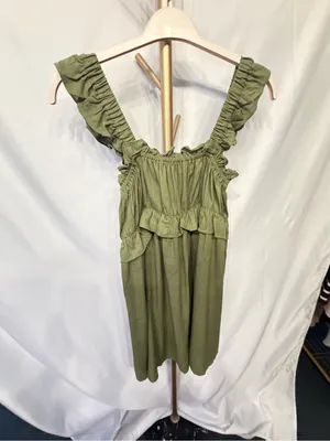 Petal & Pup- NWT- Orion Frill Strap Mini Dress - Olive Small thumbnail 5