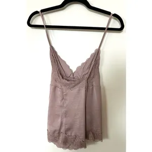 Wishlist Women's Satin Lace Trim Button Down Cami Tank Top thumbnail 6