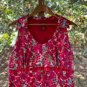 Sangria Women's Vintage Red Printed Empire Waist Sleeveless Dress Size 16 thumbnail 3