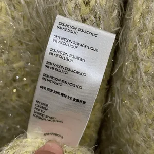 Anthropologie Womens Larkin Shimmer Metallic Fuzzy Eyelash Cardigan Yellow Large thumbnail 7