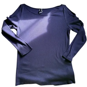 ANTHROPOLOGIE Navy Blue Cold Shoulder Ribbed Long Sleeve Top Blouse - Sz Medium thumbnail 2