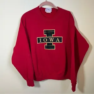 ✨ Vintage Lee‎ Red Iowa Crewneck Sweatshirt Large thumbnail 1