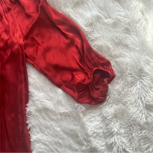 Karen Kane Red Satin Keyhole Blouse - Size Small - Made in USA thumbnail 2