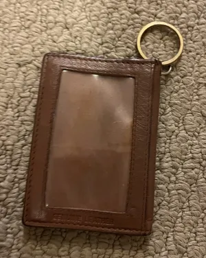 Brown Leather ID Card Holder with Keyring kappa kappa gamma thumbnail 1