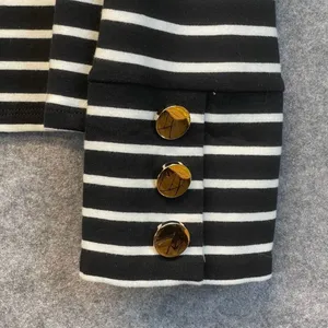ENGLISH FACTORY Top Women's Small Black White Striped Ruffled‎ Trim Long Sleeve thumbnail 8