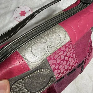y2k Coach Vintage Pink Patchwork Demi Baguette Shoulder Bag Small Mini Purse thumbnail 6