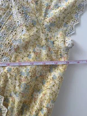 American Eagle Yellow Floral Eyelet Lace Mini Dress XS thumbnail 11