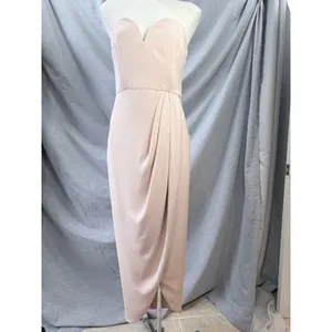 Shona Joy Blush Strapless Draped Cocktail Midi Dress Light Pink‎ 6 USA Wedding thumbnail 2