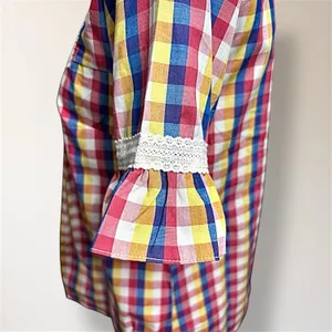 English‎ Factory Anthropologie Gingham Check Ruffle Sleeve Top Cottagecore Boho thumbnail 5