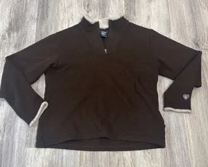 Kuhl Alfpaca Fleece Quarter Zip Pullover Brown Women Large Mock Neck Shearling thumbnail 1