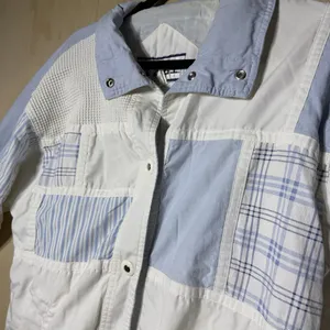 Vintage IZZI Patchwork Windbreaker‎ Jacket Women’s Small Blue White 90s thumbnail 3