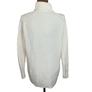 J Crew Ribbed cotton cashmere blend relaxed turtleneck sweater in ivory size XS thumbnail 3