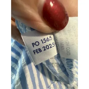 Lake Pajama Top Medium Blue White Stripe Seersucker 3/4 Sleeve Button #GGG8-1 thumbnail 4