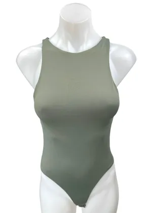 Zara Women's Green Sleeveless High Neck Stretch Racerback Bodysuit Tank Top S thumbnail 1