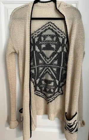 Cardigan Knit Sweater Tan Size L thumbnail 1