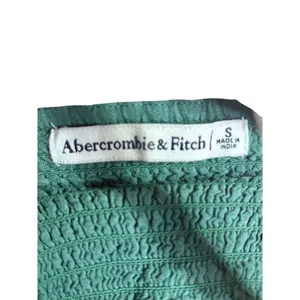 Abercrombie & Fitch Green White Floral Tie Strap Smocked Crop Tank Top Size S thumbnail 3