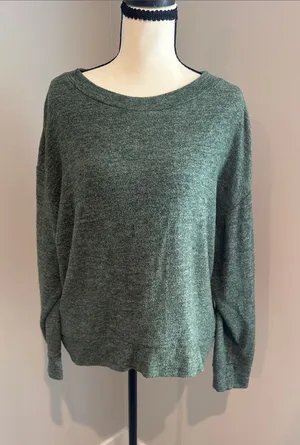 H&M Heathered Forest Green Crewneck Sweater thumbnail 1