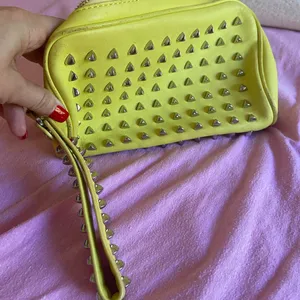 Tory Burch bag silver Studded green neonish leather with handle thumbnail 3