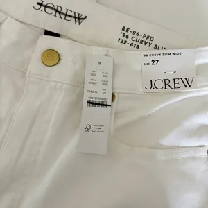NWT!! J. CREW Curvy Slim Wide Denim Jeans Solid White Raw Hems Stretch‎ Size 27 thumbnail 12