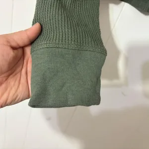 Abercrombie & Fitch SoftAF Waffle Knit Cropped Polo Top Olive Green Size S thumbnail 4