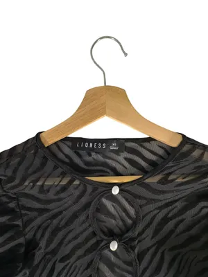 Lioness Sheer Flocked Zebra Mesh Mini Dress XS Black Cutout Bodycon thumbnail 6