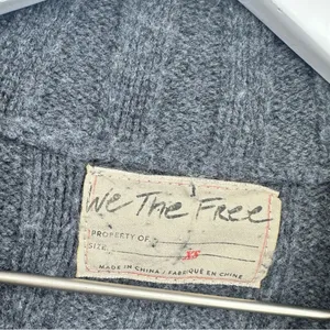 Free People We The Free Gray Rudi Funnel Neck Knit Sweater V Neck Boho Oversized thumbnail 4