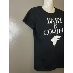 Game Of Thrones Baby Is Coming Graphic Tee Gildan Shirt Womens Medium Black thumbnail 3